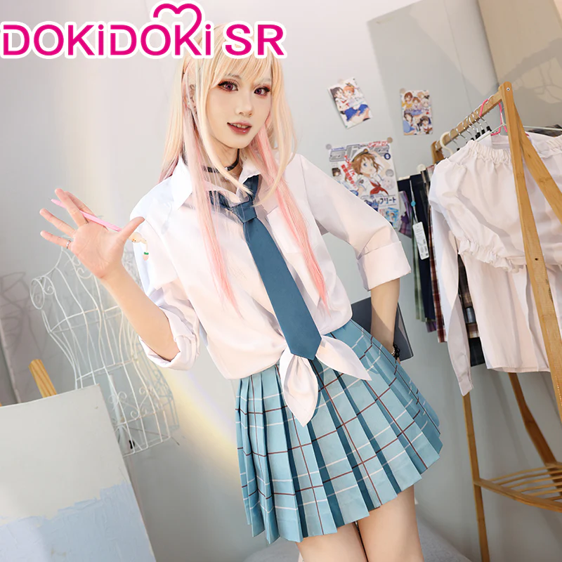 【Ready For Ship】DokiDoki-SR Anime Cosplay Costume School Uniform White Blue JK - Image 4