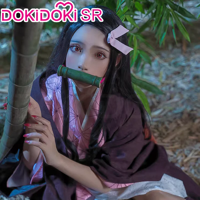 DokiDoki-SR Anime Cosplay Costume Women Pink Kimono Black Coat Halloween