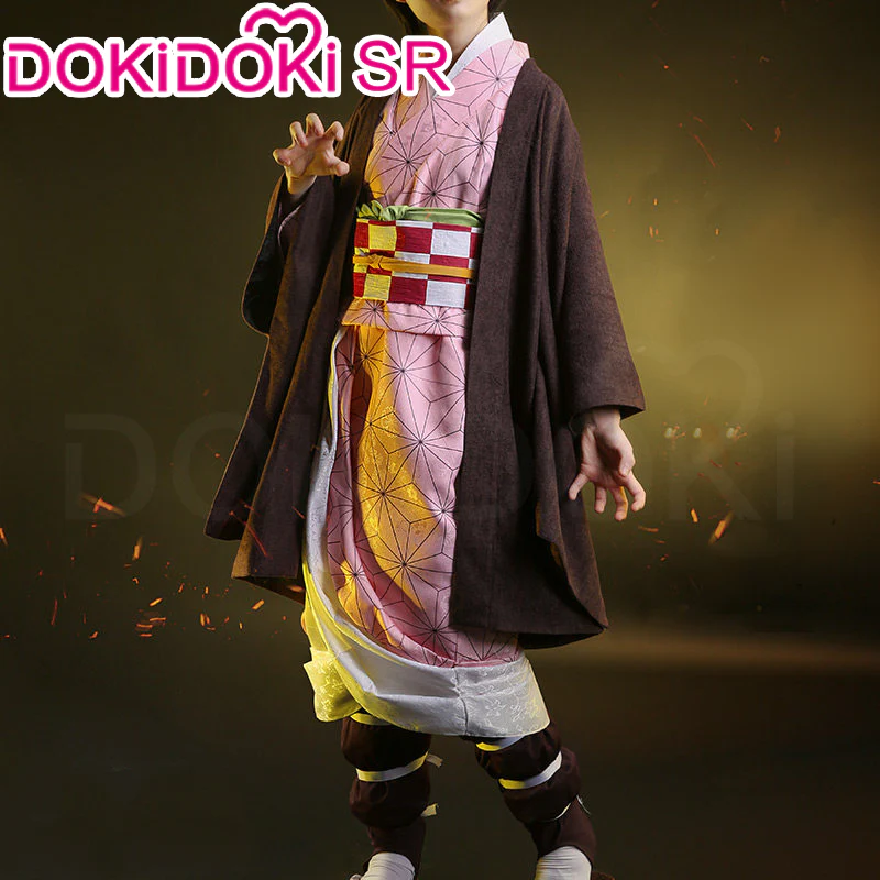 DokiDoki-SR Anime Cosplay Costume Women Pink Kimono Black Coat Halloween - Image 2