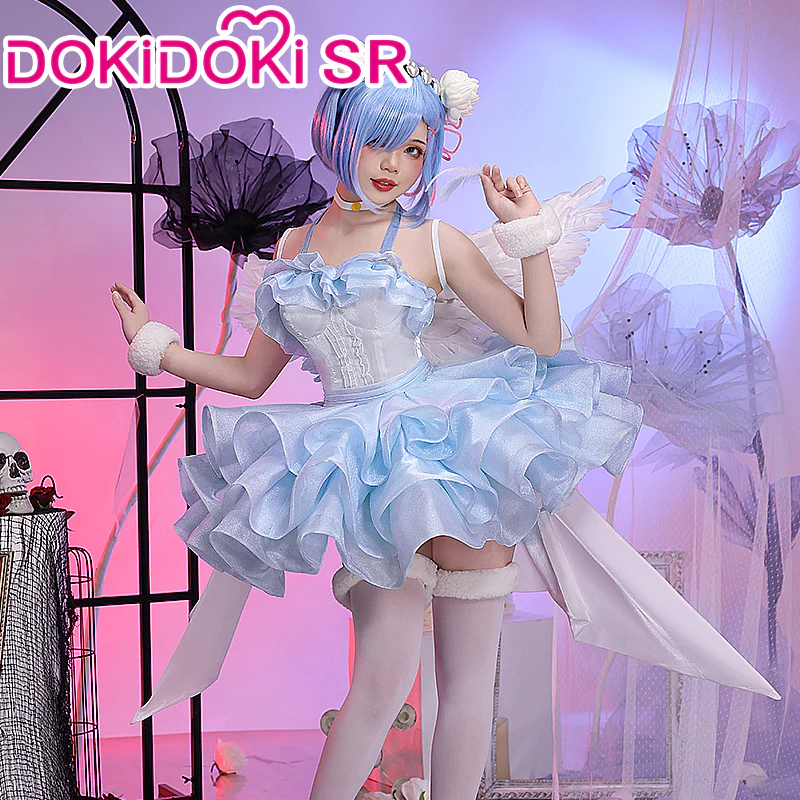 DokiDoki-SR Anime Game Re Zero Rem Cosplay Women Angel Costume Halloween - Image 2
