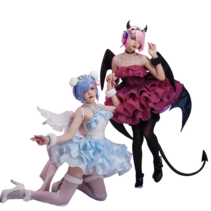 DokiDoki-SR Anime Game Re Zero Rem Cosplay Women Angel Costume Halloween - Image 6