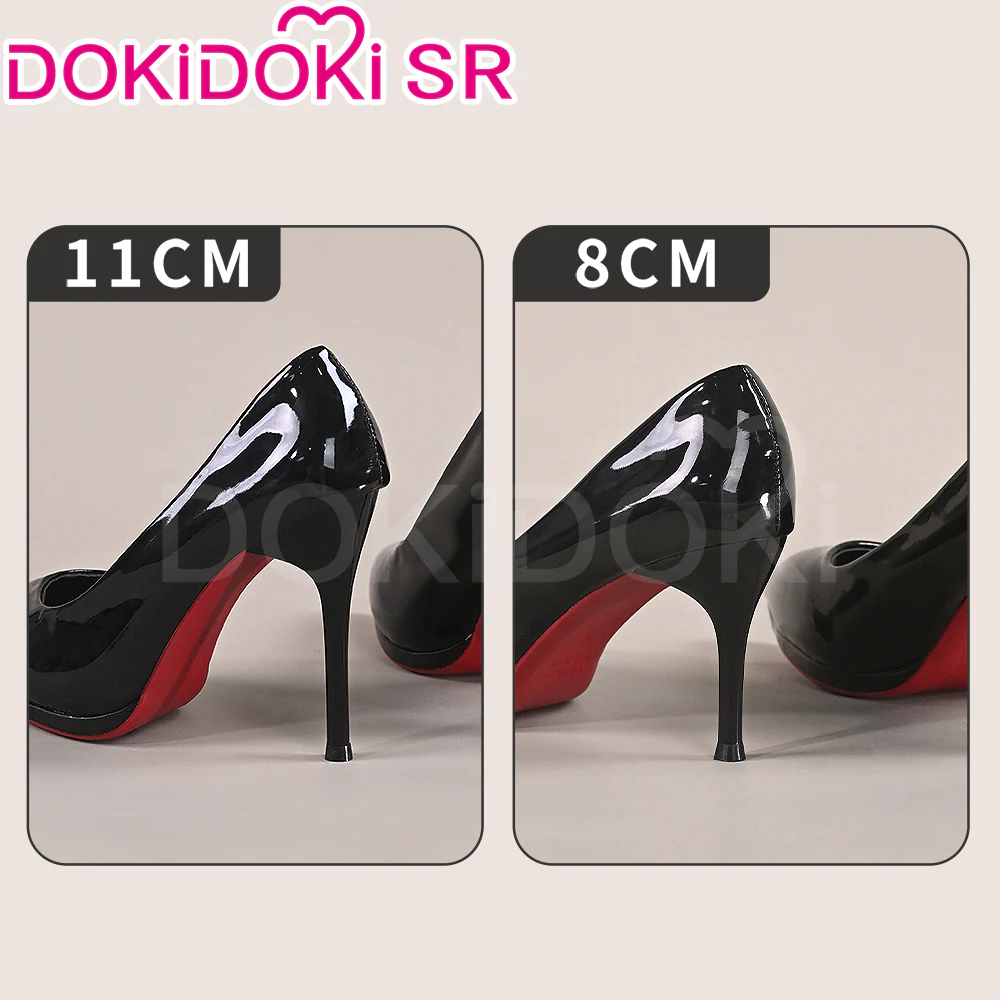 Dokidoki-SR Daily Casual Black Patent Leather High Heels Shoes - Image 2