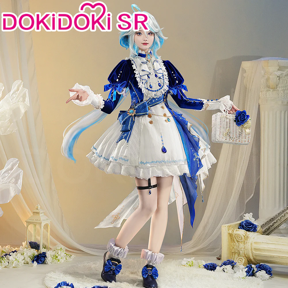 DokiDoki-SR Game Genshin Impact Cosplay Fontaine Furina Costume The Blue Dance Doujin Dress Focalors - Image 2