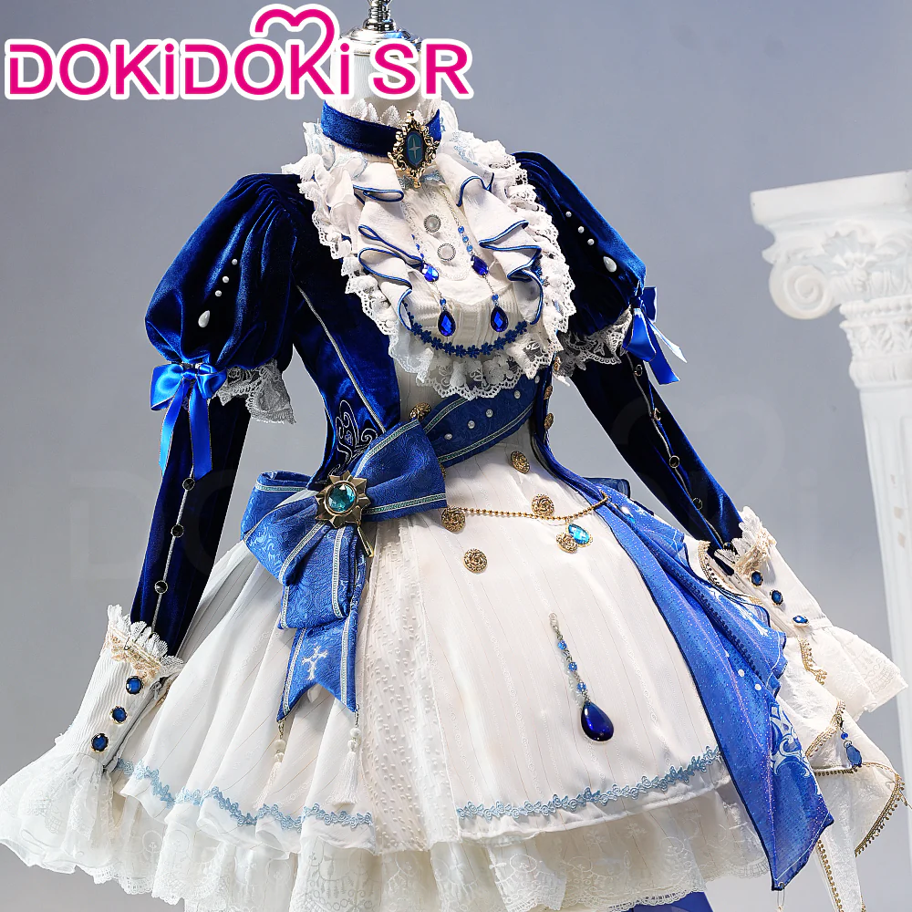 DokiDoki-SR Game Genshin Impact Cosplay Fontaine Furina Costume The Blue Dance Doujin Dress Focalors - Image 3