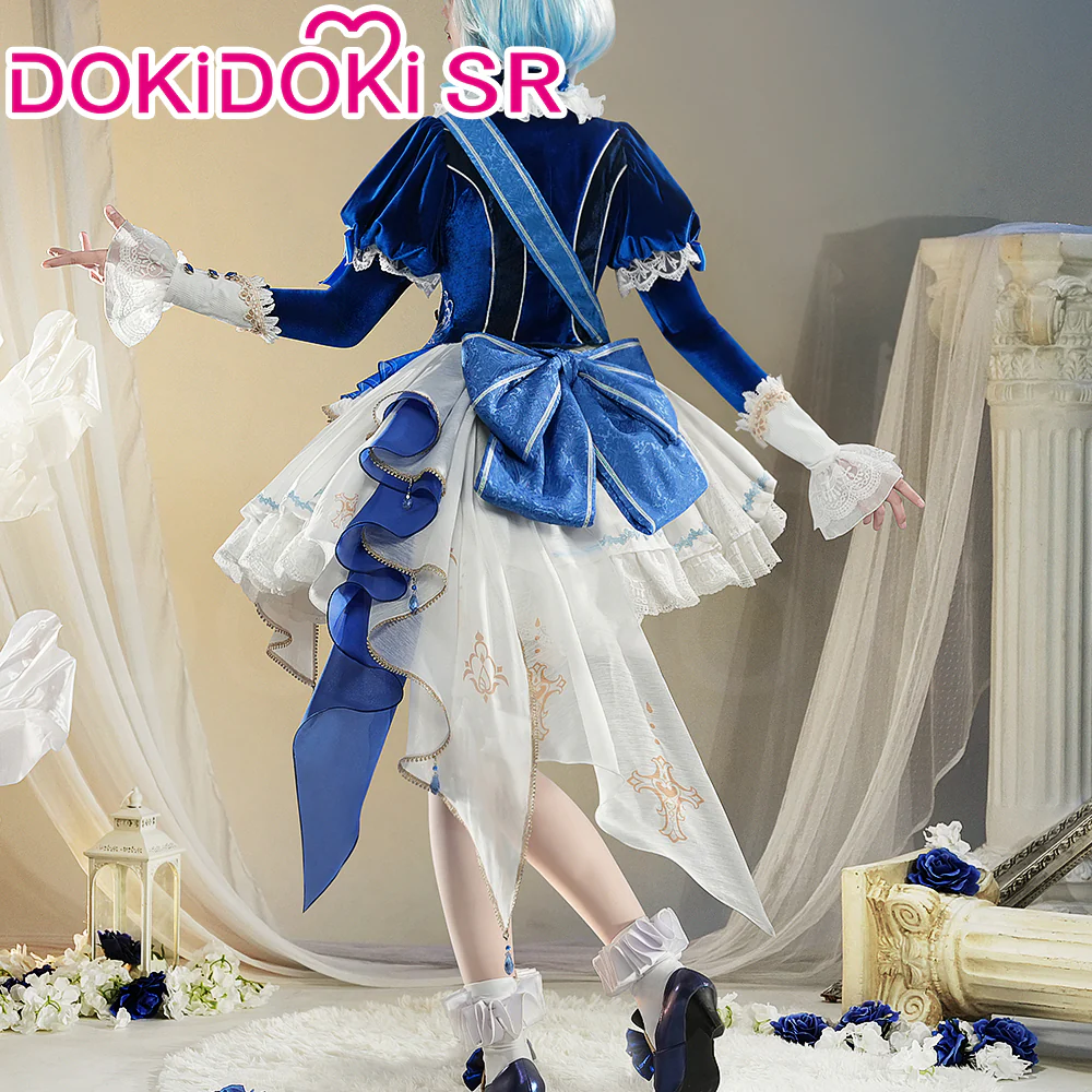 DokiDoki-SR Game Genshin Impact Cosplay Fontaine Furina Costume The Blue Dance Doujin Dress Focalors - Image 5