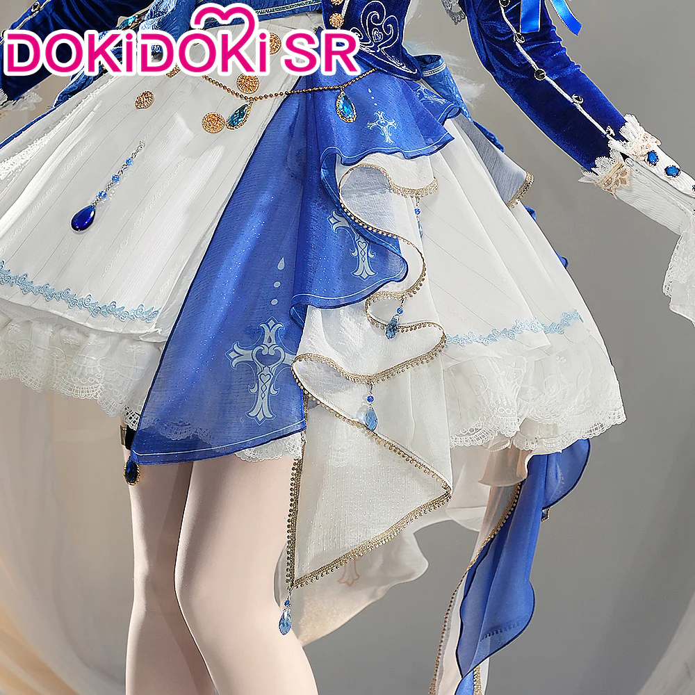 DokiDoki-SR Game Genshin Impact Cosplay Fontaine Furina Costume The Blue Dance Doujin Dress Focalors - Image 6