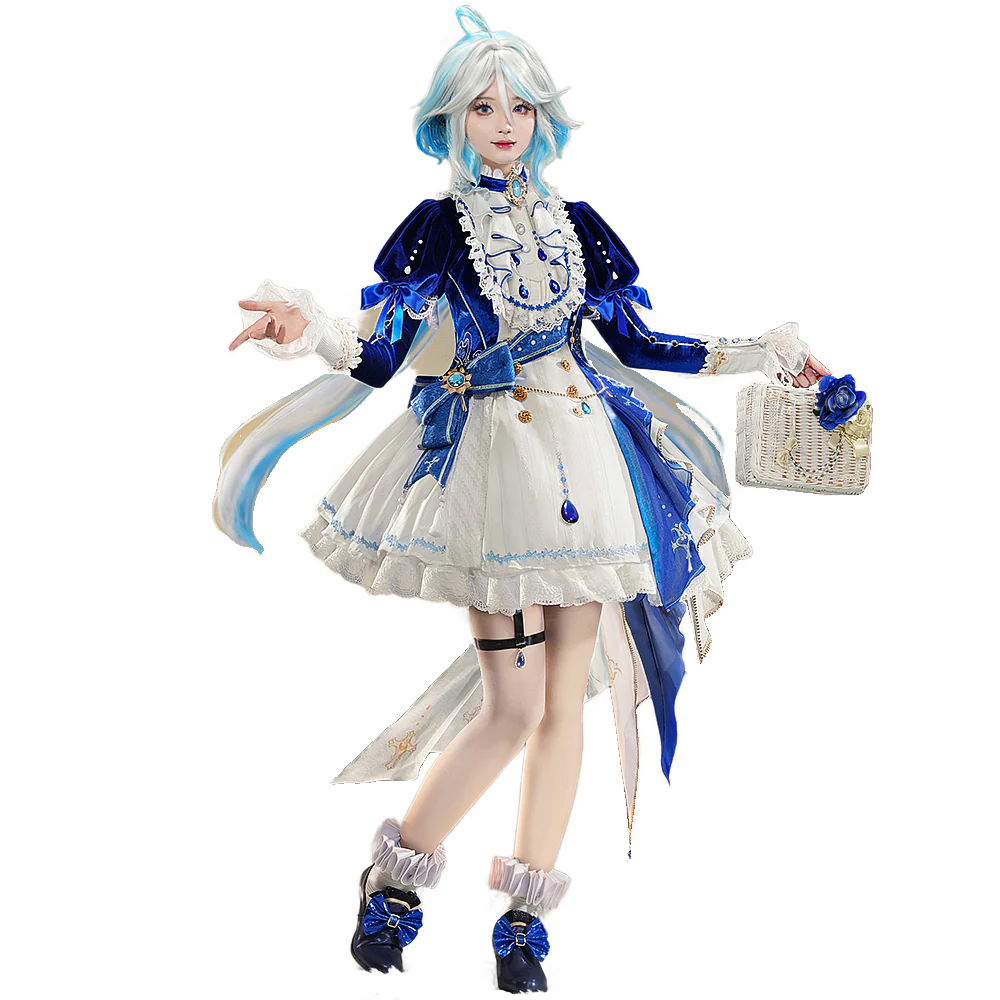 DokiDoki-SR Game Genshin Impact Cosplay Fontaine Furina Costume The Blue Dance Doujin Dress Focalors - Image 7