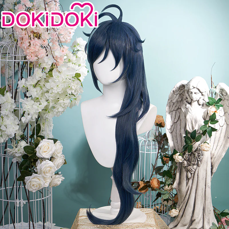 【Ready For Ship】DokiDoki Game Genshin Impact Cosplay  Kaeya Wig/ Eye-Patch  Long Dark Blue - Image 2