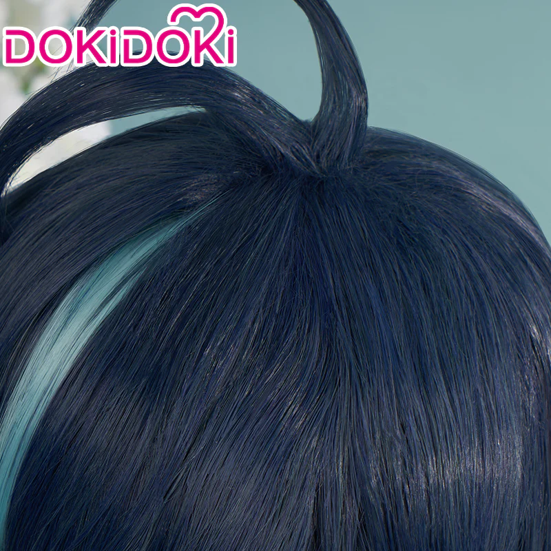 【Ready For Ship】DokiDoki Game Genshin Impact Cosplay  Kaeya Wig/ Eye-Patch  Long Dark Blue - Image 4