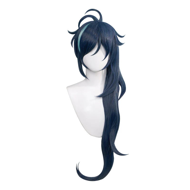 【Ready For Ship】DokiDoki Game Genshin Impact Cosplay  Kaeya Wig/ Eye-Patch  Long Dark Blue - Image 5