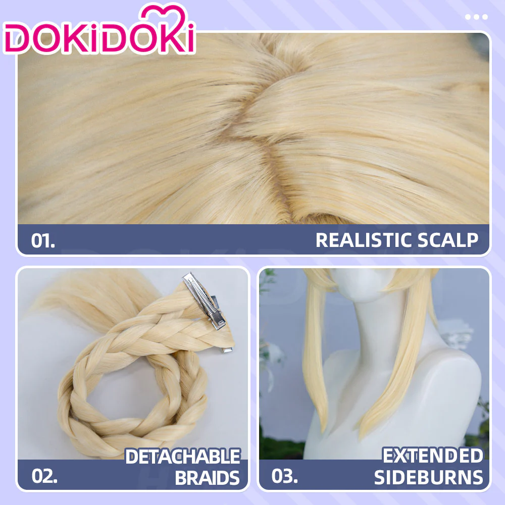 【Normal Ver Ready For Ship】DokiDoki Game Genshin Impact Cosplay Traveler Lumine Wig / Head Accessory Long Blonde Hair Ying As Heaven and Earth Are Made Anew - Image 10