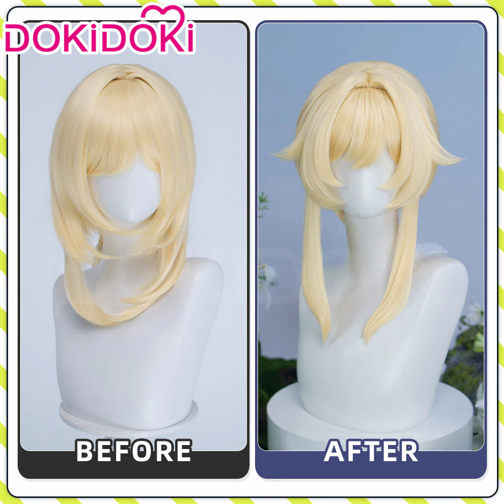 【Normal Ver Ready For Ship】DokiDoki Game Genshin Impact Cosplay Traveler Lumine Wig / Head Accessory Long Blonde Hair Ying As Heaven and Earth Are Made Anew - Image 9