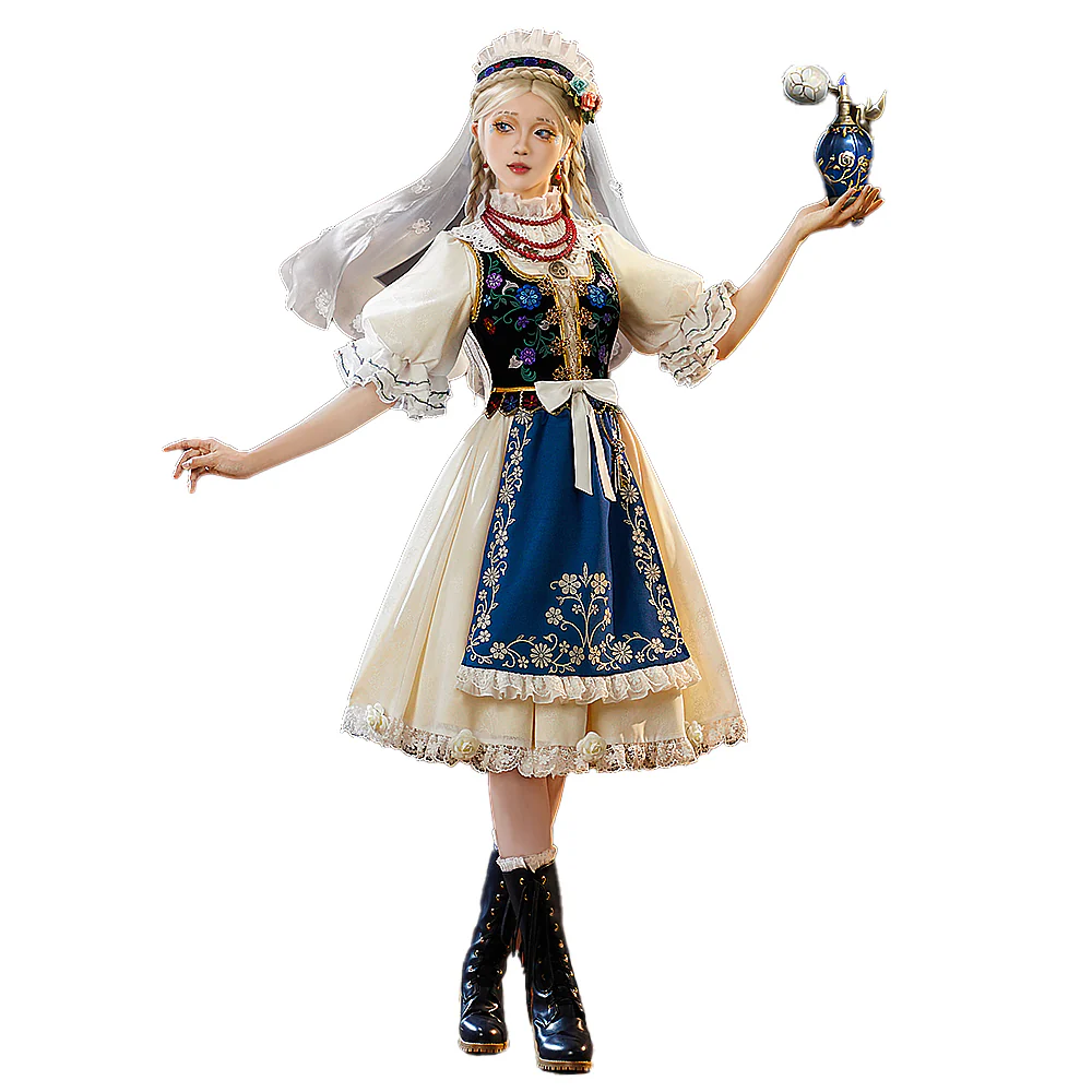 DokiDoki-SR Game Identity V Cosplay Perfumer Vera Nair Costume / Wig Judith the Dove - Image 6