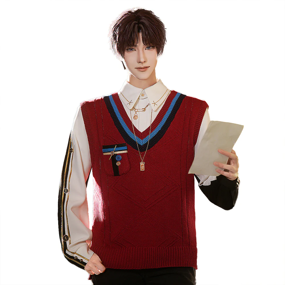 【Ready For Ship】DokiDoki-SR Game Love and Deepspace Cosplay Rafayel Costume Red Maple Leaves Red Sweater - Image 6