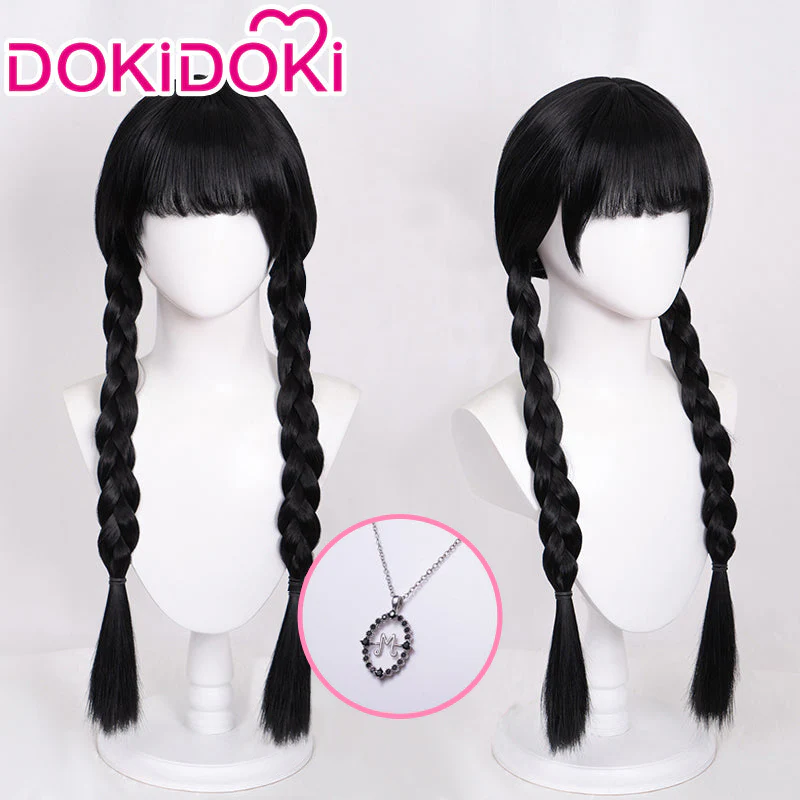 【Ready For Ship】DokiDoki TV Cosplay Wig Long Black Hair / Necklace Female Braided Pigtail