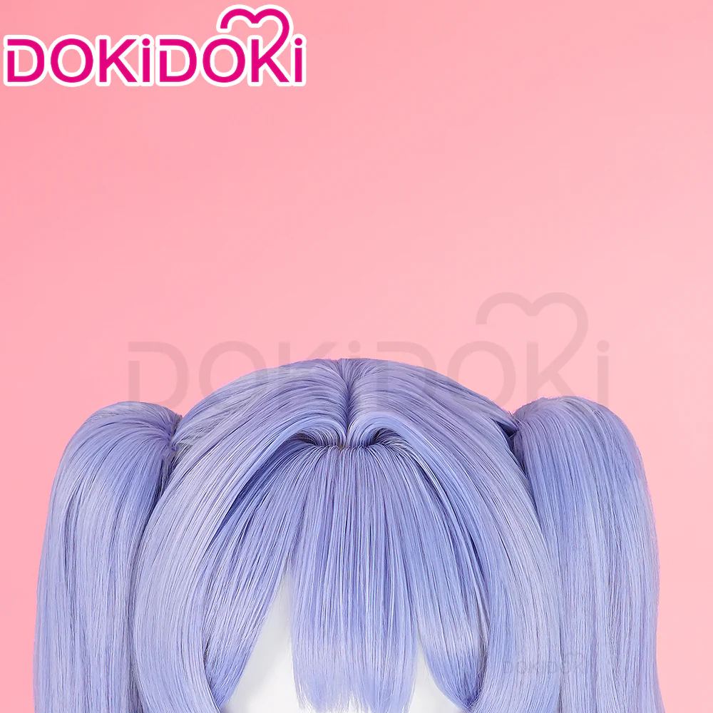 【Ready For Ship】DokiDoki VSINGER Rabbit Hole Cosplay Long Curly Blue Pink Ponytail Wig / Head Accessories Cute - Image 5
