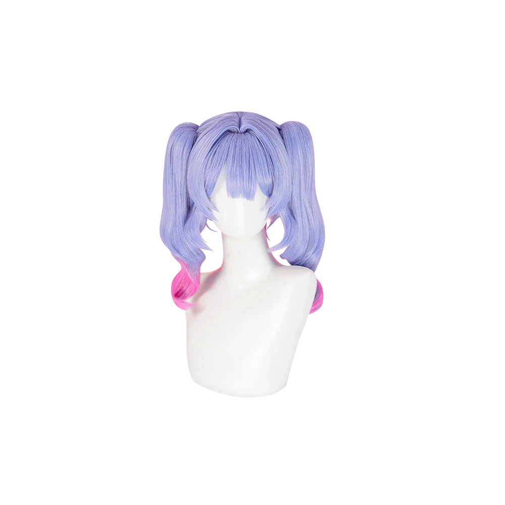 【Ready For Ship】DokiDoki VSINGER Rabbit Hole Cosplay Long Curly Blue Pink Ponytail Wig / Head Accessories Cute - Image 6