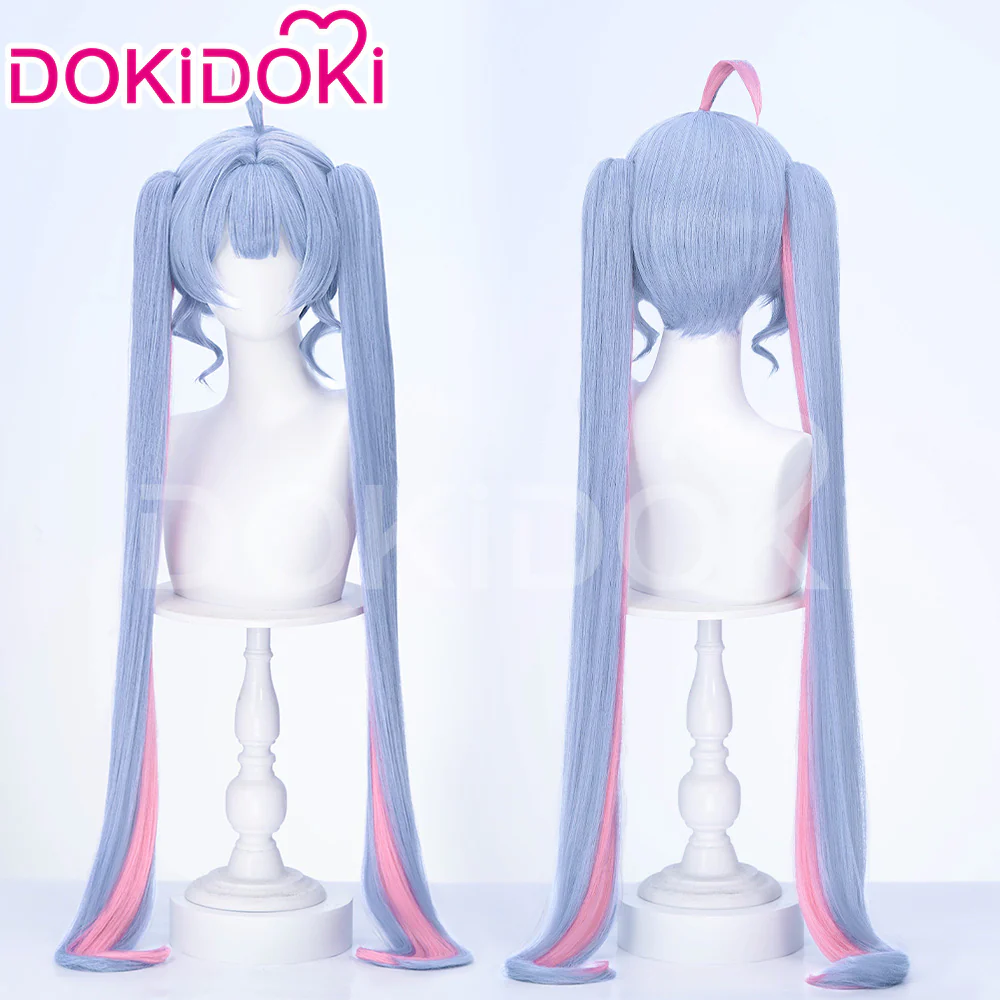 【Ready For Ship】DokiDoki VSINGER Rabbit Hole Cosplay Long Curly Blue Pink Ponytail Wig / Head Accessories Cute - Image 7