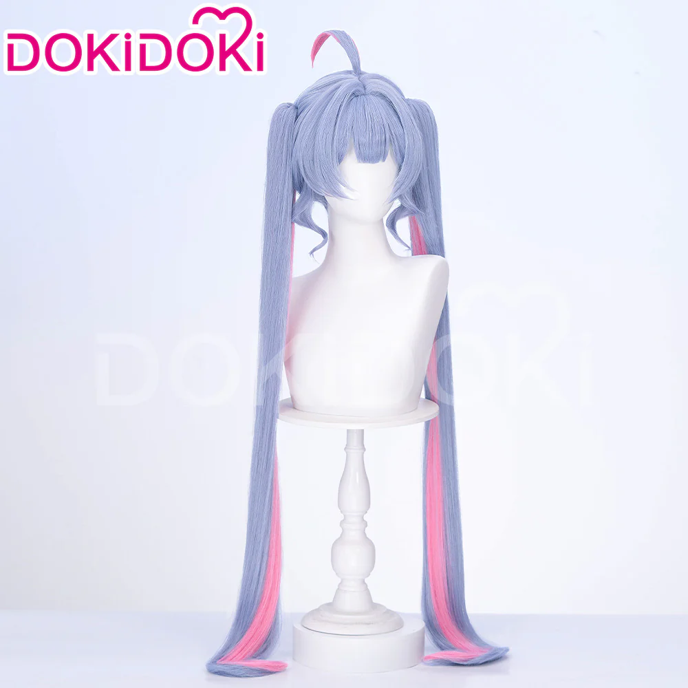 【Ready For Ship】DokiDoki VSINGER Rabbit Hole Cosplay Long Curly Blue Pink Ponytail Wig / Head Accessories Cute - Image 8