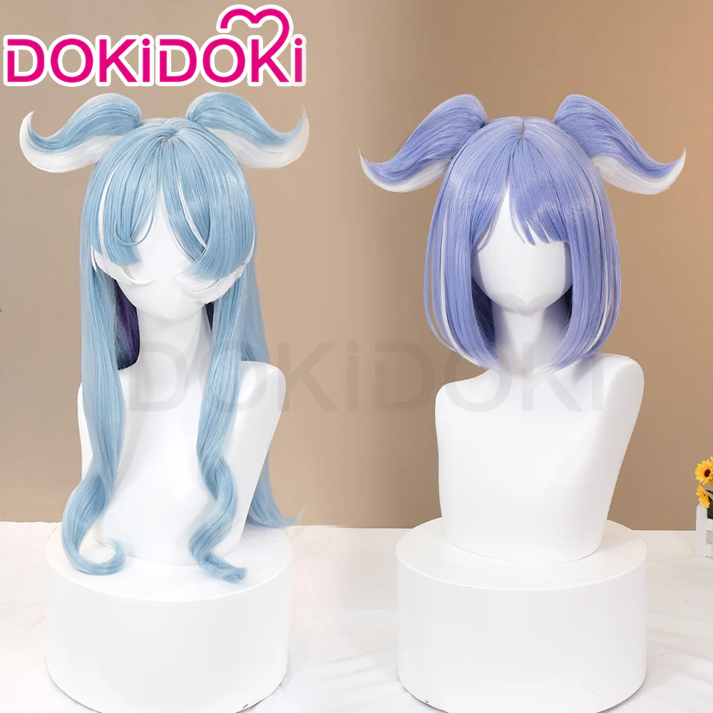 DokiDoki Vtuber NIJISANJI Cosplay Elira Pendora Wig Short Straight Purple / Long Curly Blue Hair YouTuber