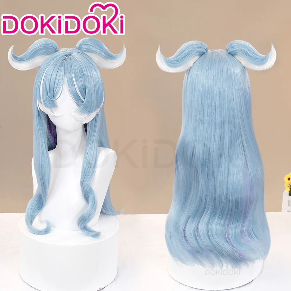 DokiDoki Vtuber NIJISANJI Cosplay Elira Pendora Wig Short Straight Purple / Long Curly Blue Hair YouTuber - Image 4