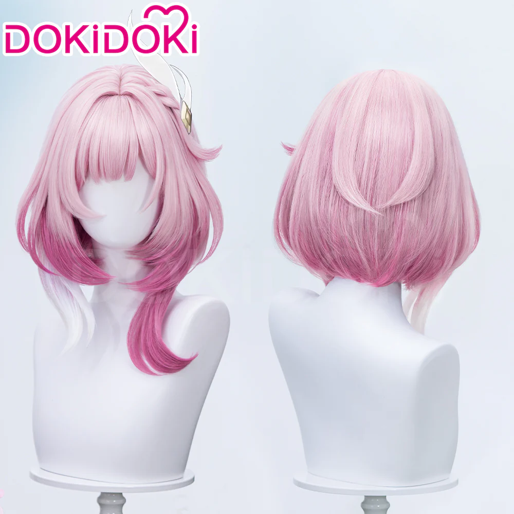 【Partially Ready For Ship】DokiDoki Game Honkai: Star Rail Cosplay Cyrene Wig Short Curly Light Dark Pink Gradient Hair / Head Accessory Set - Image 3