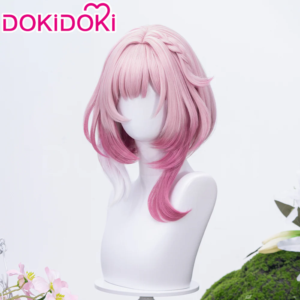 【Partially Ready For Ship】DokiDoki Game Honkai: Star Rail Cosplay Cyrene Wig Short Curly Light Dark Pink Gradient Hair / Head Accessory Set - Image 4