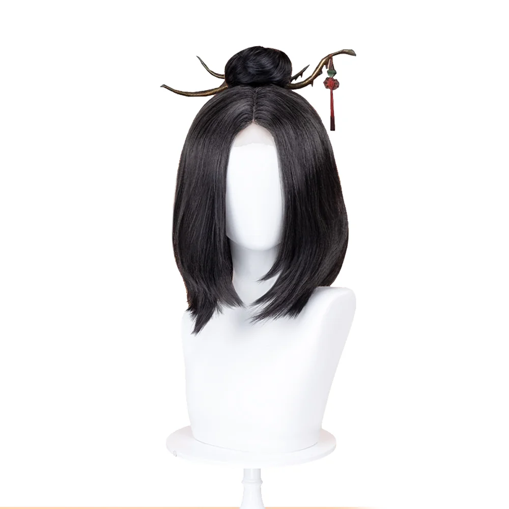 【Ready For Ship】【Front Lace】DokiDoki Game Black Myth Wukong Cosplay Ping Ping Wig Short Straight Black Wig Pingping - Image 5