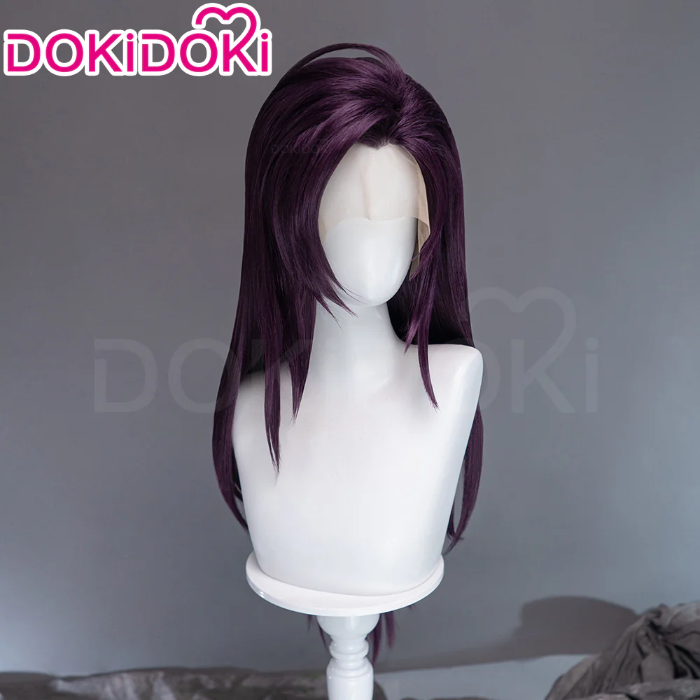 【Front Lace】DokiDoki Game Cosplay Long Straight Purple Hair - Image 3