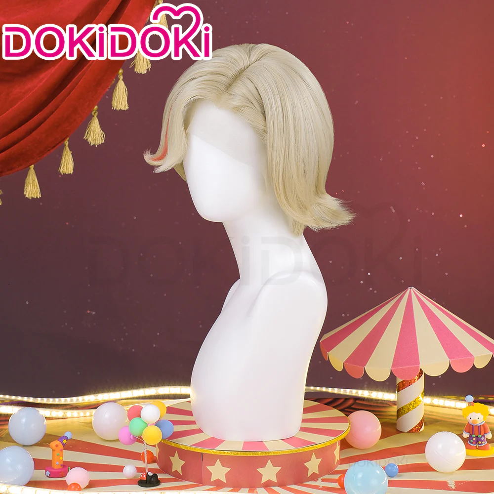 【Ready For Ship】【Front Lace】DokiDoki Game Genshin Impact Cosplay Fontaine Lyney Wig Short Silver Red Highlight - Image 2