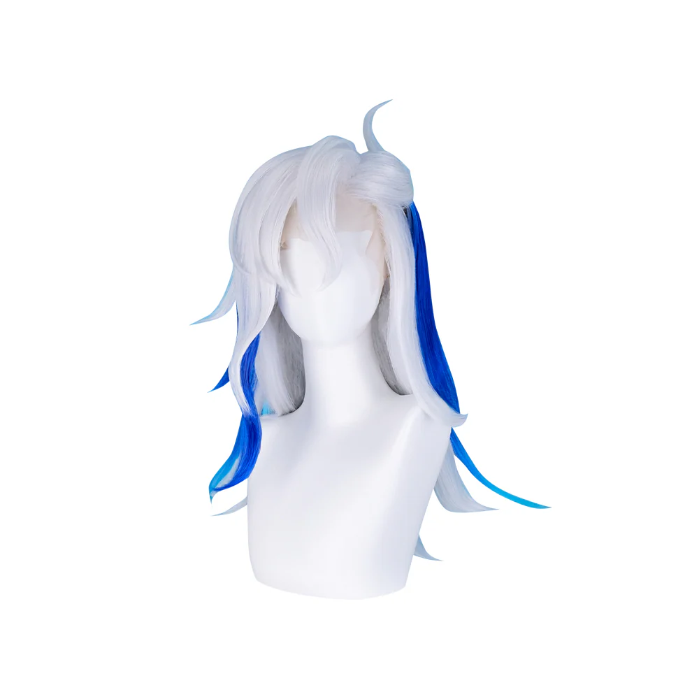 【Wig Ready For Ship】【Front Lace】DokiDoki Game Genshin Impact Cosplay Fontaine Neuvillette Wig Long Grey Blue / Lightstrip/Wefts - Image 5