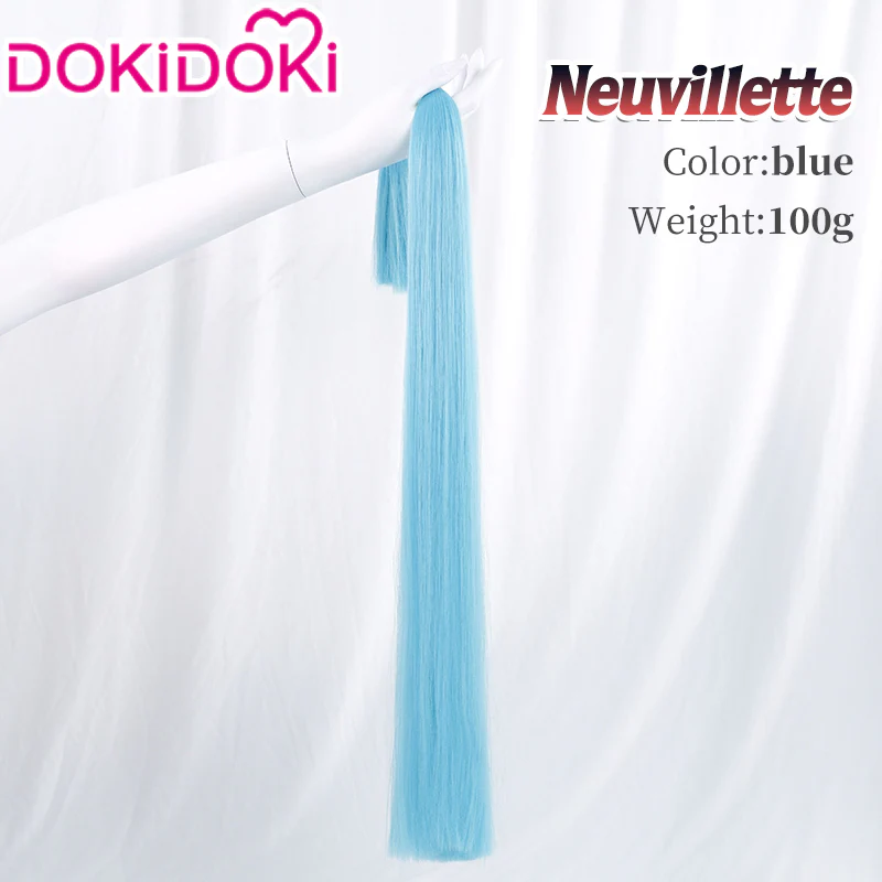 【Wig Ready For Ship】【Front Lace】DokiDoki Game Genshin Impact Cosplay Fontaine Neuvillette Wig Long Grey Blue / Lightstrip/Wefts - Image 7