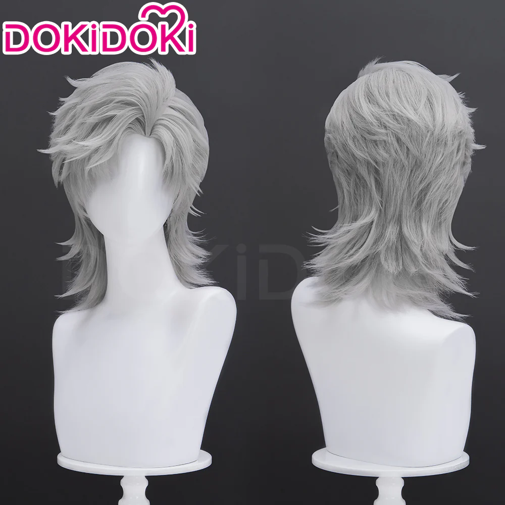 【Ready For Ship】【Front Lace】DokiDoki Game Love and Deepspace Cosplay Sylus Wig / Glasses / Necklace / Brooch / Ear / Tail Men Short Sliver Mullet Defiant Spirit - Image 10