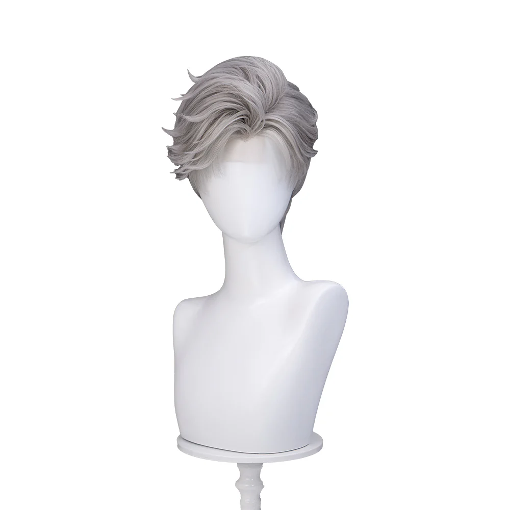 【Ready For Ship】【Front Lace】DokiDoki Game Love and Deepspace Cosplay Sylus Wig / Glasses / Necklace / Brooch / Ear / Tail Men Short Sliver Mullet Defiant Spirit - Image 19