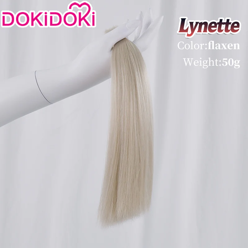 【Official Art Color Ver Ready For Ship】DokiDoki Game Genshin Impact Cosplay Fontaine Lynette Wig Silver Cute Green Hight Hair/ Wefts/Tattoo Sticker - Image 11