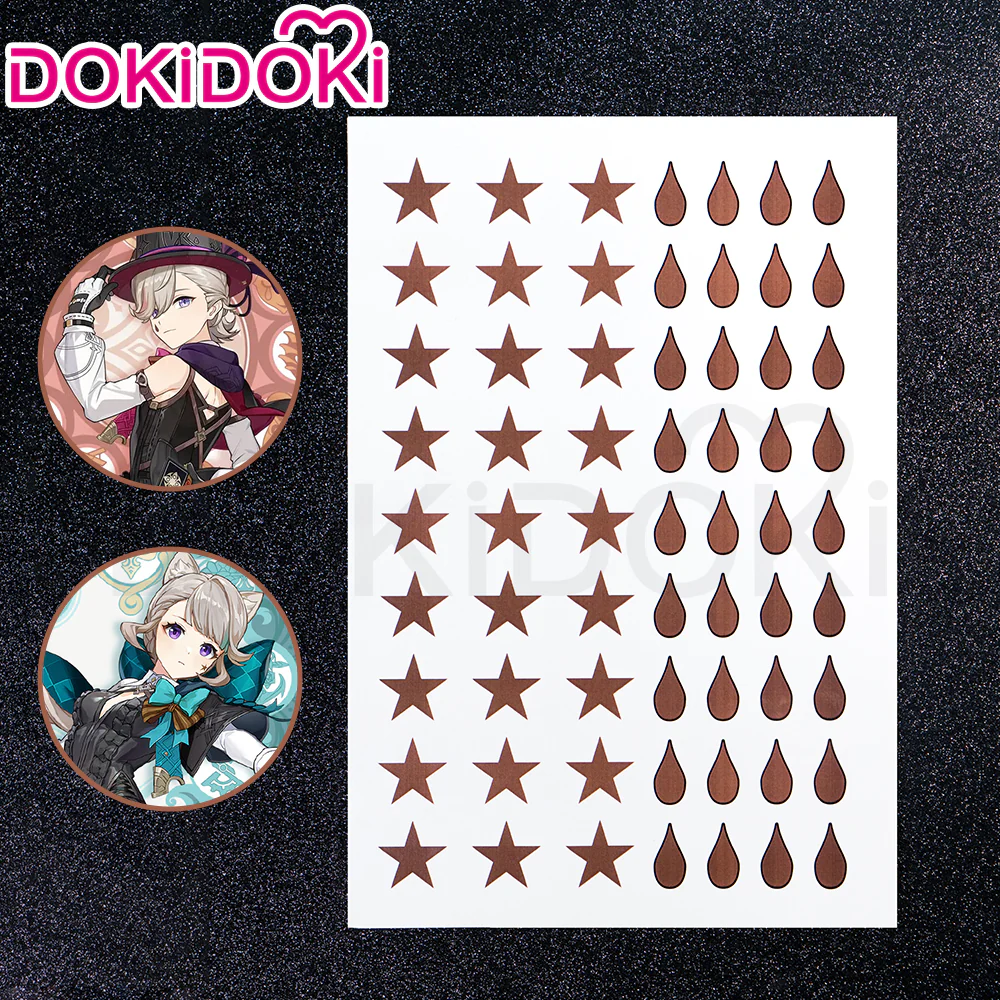 【Official Art Color Ver Ready For Ship】DokiDoki Game Genshin Impact Cosplay Fontaine Lynette Wig Silver Cute Green Hight Hair/ Wefts/Tattoo Sticker - Image 12