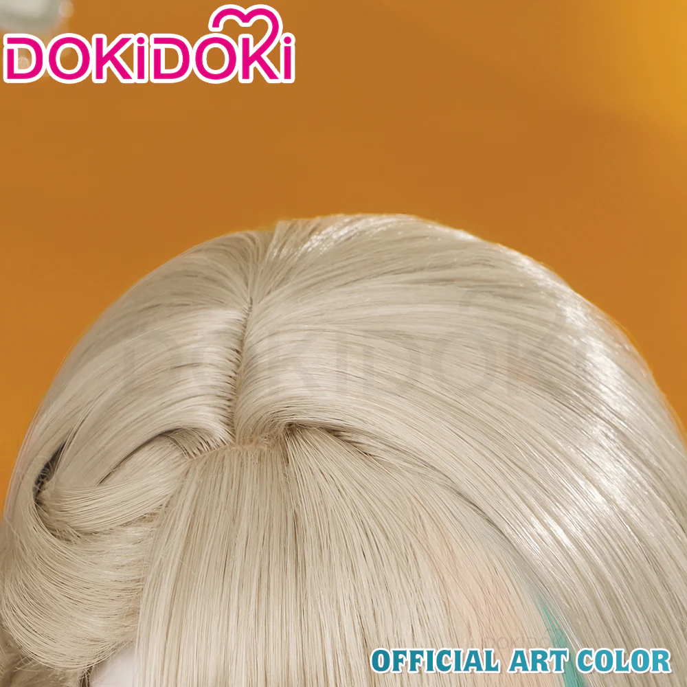 【Official Art Color Ver Ready For Ship】DokiDoki Game Genshin Impact Cosplay Fontaine Lynette Wig Silver Cute Green Hight Hair/ Wefts/Tattoo Sticker - Image 4