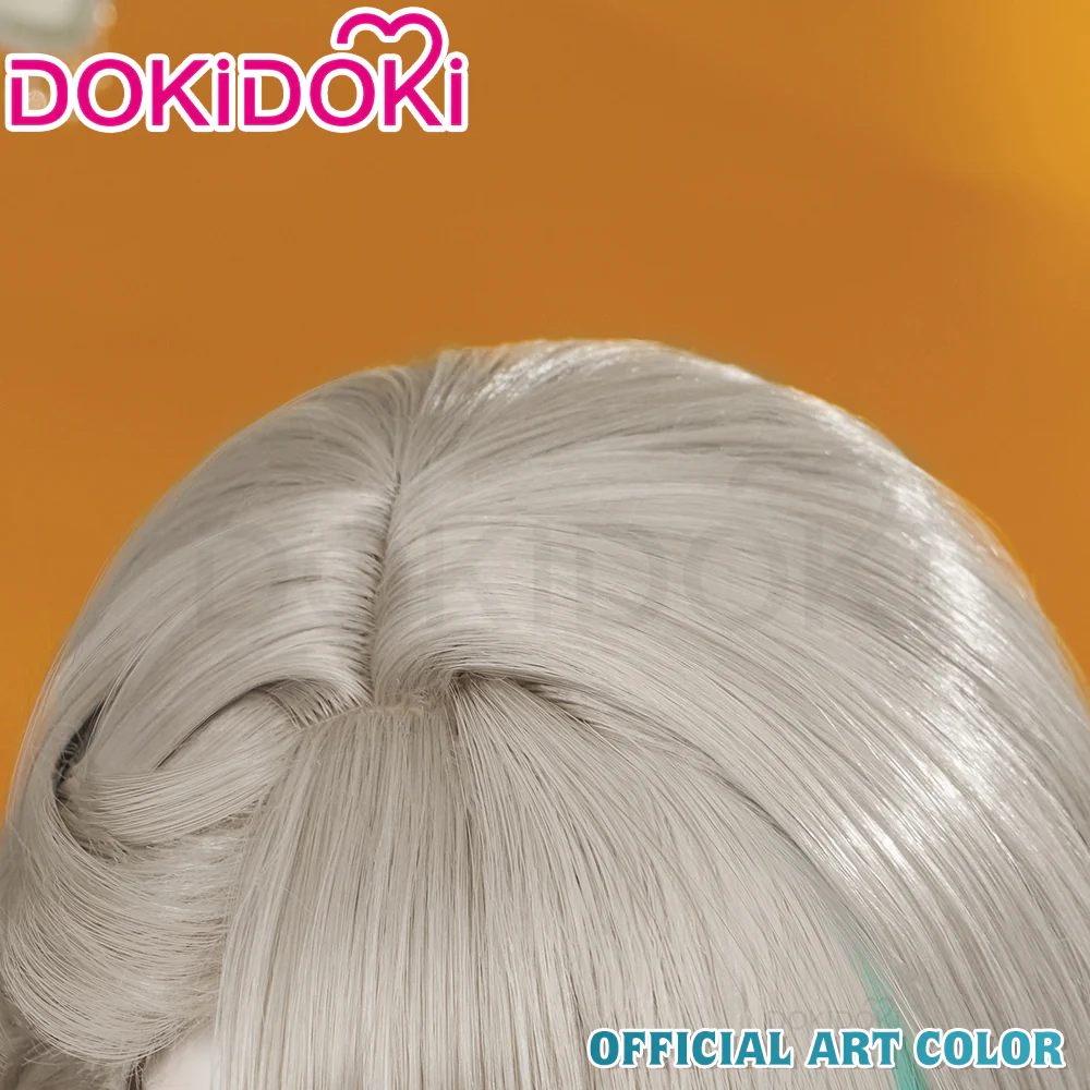 【Official Art Color Ver Ready For Ship】DokiDoki Game Genshin Impact Cosplay Fontaine Lynette Wig Silver Cute Green Hight Hair/ Wefts/Tattoo Sticker - Image 9