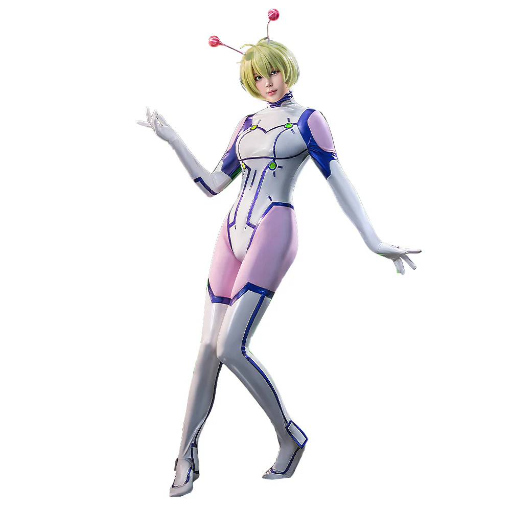 【Glowing】【Size S-3XL】DokiDoki-R Anime Cosplay White Purple Costume Female Bodysuit JumpSuit - Image 5