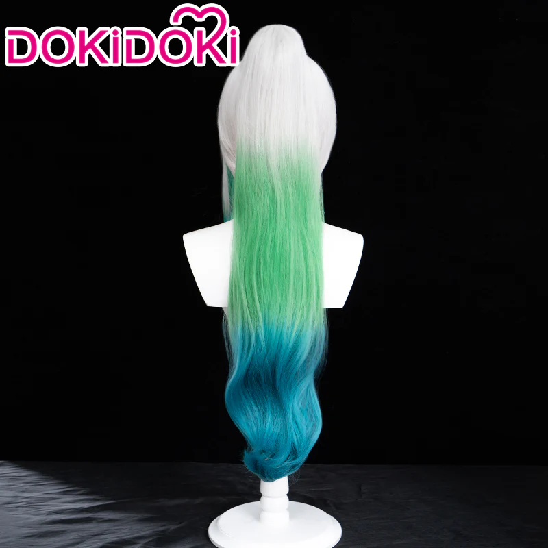 【Tie Hair Ver Ready For Ship】DokiDoki Anime Cosplay Wig Horn Long Curly Gradient - Image 3