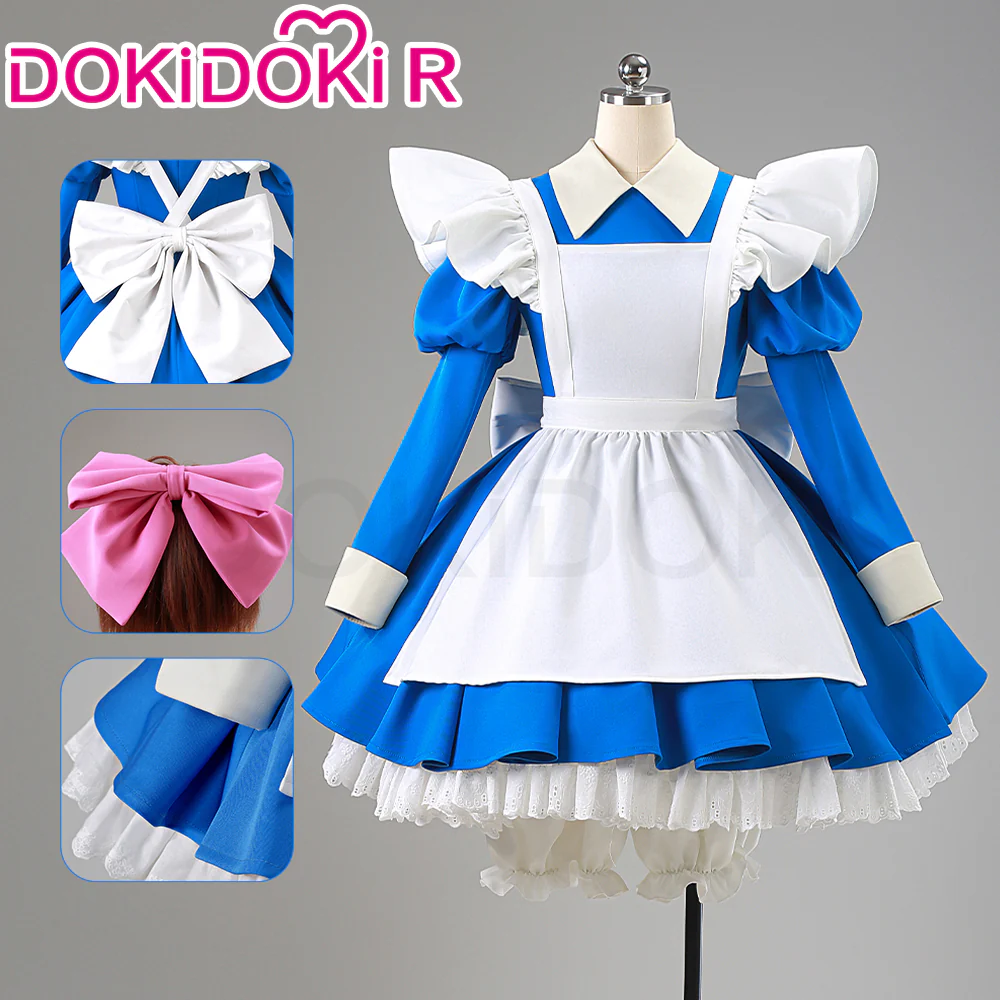 【In Stock】【Size XS-2XL】DokiDoki-R Anime Card Captor Sakura Cosplay Kinomoto Sakura Alice Costume White Blue Dress / Bow Accessory