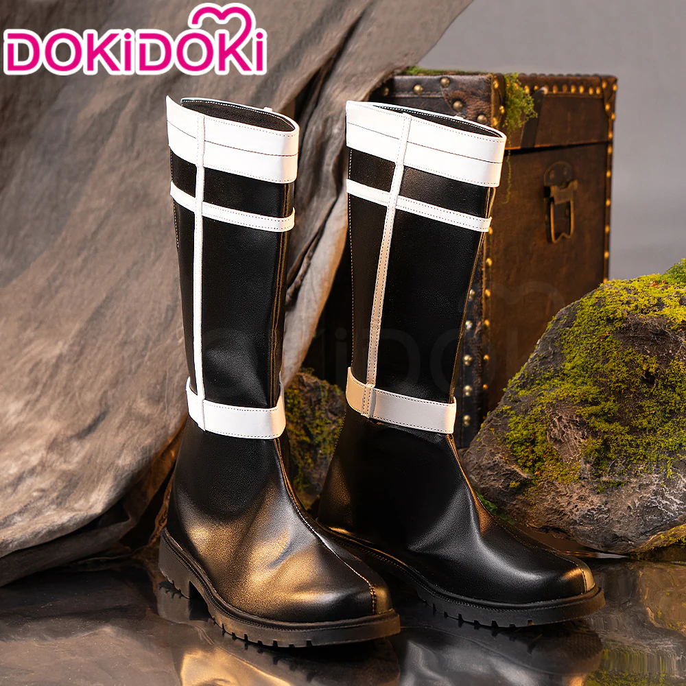 DokiDoki Anime Cosplay Black White Shoes Mid-calf Boots