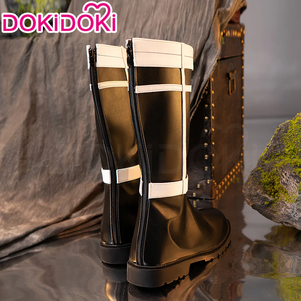 DokiDoki Anime Cosplay Black White Shoes Mid-calf Boots - Image 2