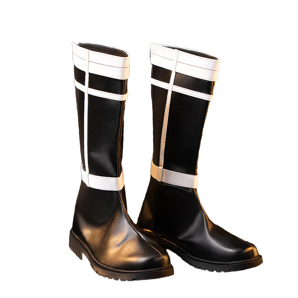 DokiDoki Anime Cosplay Black White Shoes Mid-calf Boots - Image 5