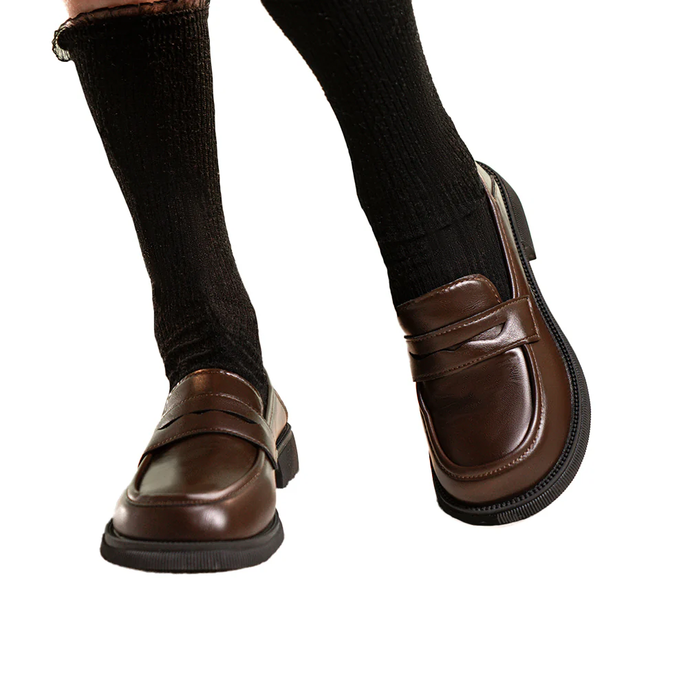 DokiDoki Cosplay Amana Riko / Iwato Suzume / Iki Hiyori / Ootori Emu JK Uniform Black / Brown / Nude Shoes - Image 5