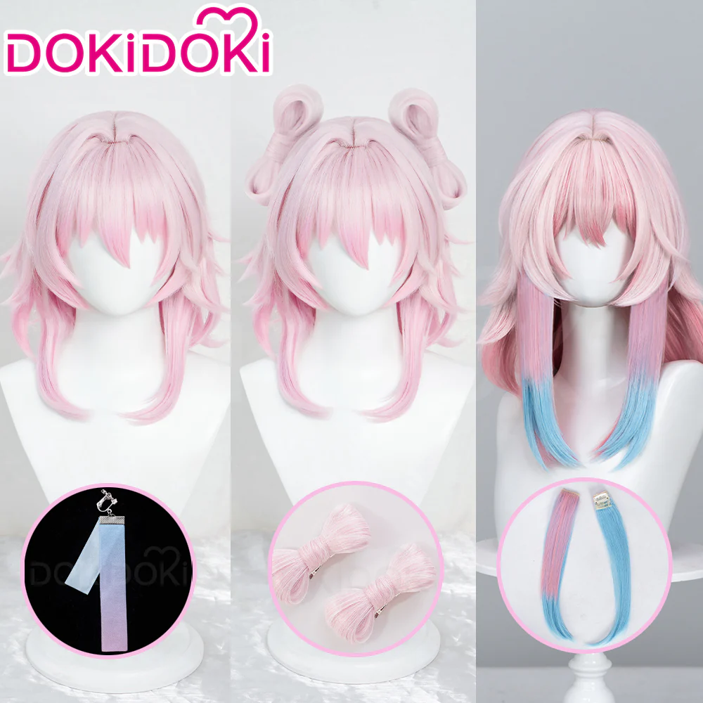【Partially Ready For Ship】DokiDoki Game Honkai: Star Rail Cosplay March 7th  Wig / Earclip Short Pink Nascent Spring