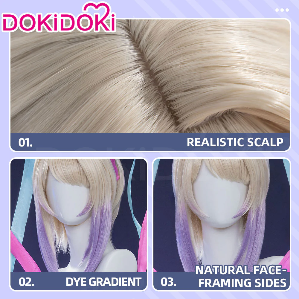 【Normal Ver. Ready For Ship】DokiDoki Game NEEDY GIRL OVERDOSE Cosplay KAngel Wig Long Straight Blonde Purple Hightlight Gradient Hair Needy Streamer Overload - Image 12