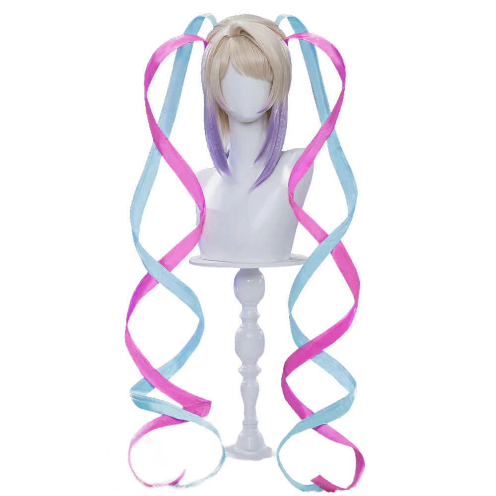 【Normal Ver. Ready For Ship】DokiDoki Game NEEDY GIRL OVERDOSE Cosplay KAngel Wig Long Straight Blonde Purple Hightlight Gradient Hair Needy Streamer Overload - Image 13