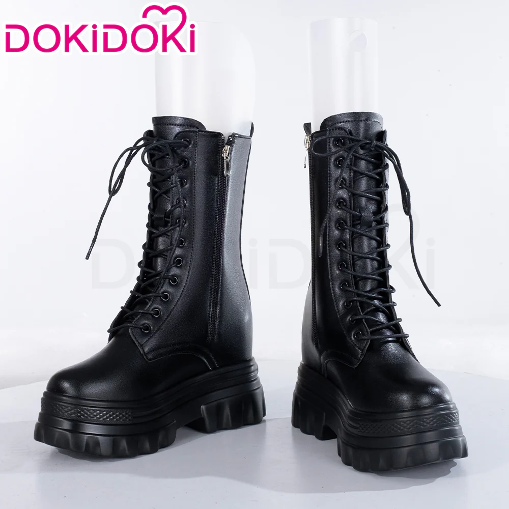 【12CM】DokiDoki Height Increasing Shoes / Elevator Shoes Martin Boots Black White 12CM Platform Shoes - Image 4