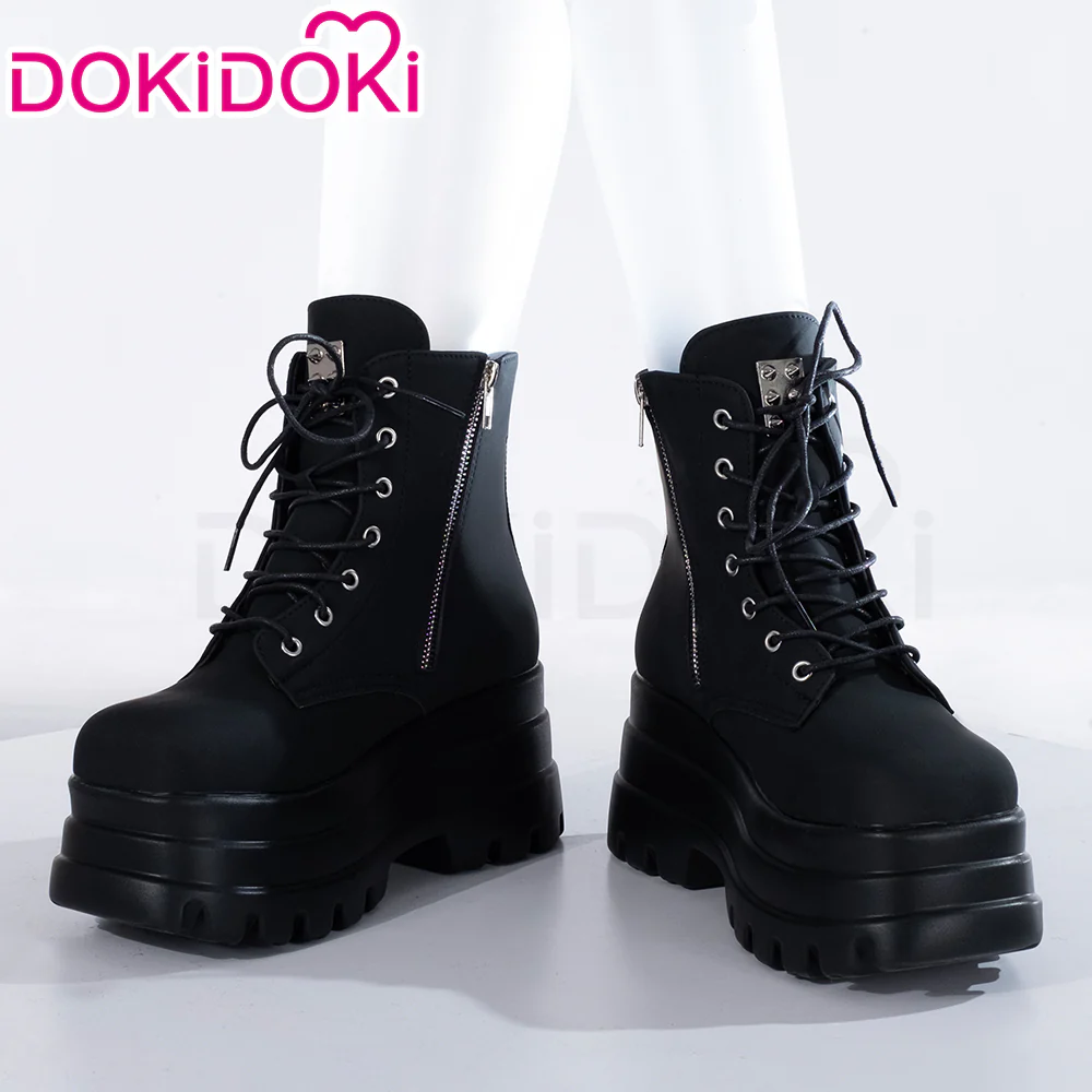 【12CM】DokiDoki Height Increasing Shoes / Elevator Shoes Martin Boots Black White 12CM Platform Shoes - Image 5